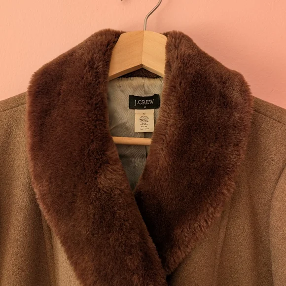 EUC Vintage J Crew Peacoat With Faux Fur Collar Size 12 - Picture 9 of 9
